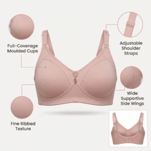 Dusty Rose Ribbed Molded Soft Padded Bra