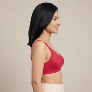 Alternative view of Gulcharm Red Ribbed Molded Soft Padded Bra