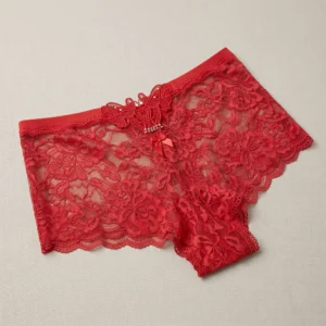 Alternative view of Her Grace Crimson Red Floral Lace High-Waist Brief Panty