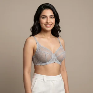 Alternative view of Kohrelle Soft Grey Floral Lace Underwire Bra
