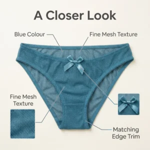 Alternative view of Lacelle Teal Blue Mesh Lace Bikini Panty