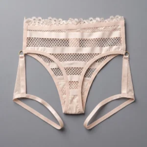 Meshelle Cream Nude Mesh Adjustable Straps Bikini Panty