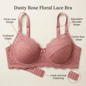Alternative view of Nazuk Dusty Rose Floral Lace Underwire Bra