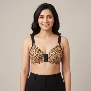 Alternative view of Noir Whisper Leopard Print Front-Closure Racerback Bra