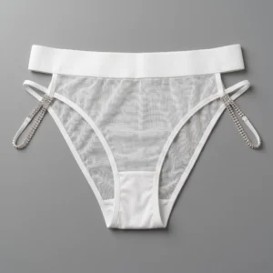 Pari Bloom White Mesh Rhinestone Side-Strap Bikini Panty