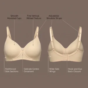 Alternative view of Shabnoir Soft Beige Embroidered Motif Molded Padded Bra