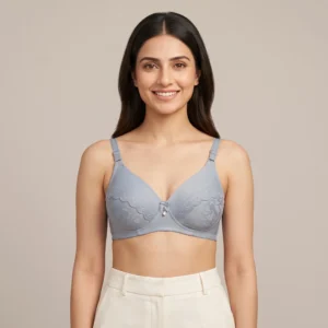 Alternative view of Silvadil Silver Grey Lace Accent Molded Padded Bra