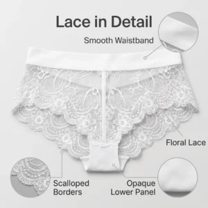 Alternative view of Graziella Pure White Floral Lace Seamless Bikini Panty