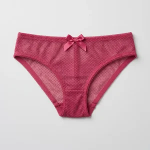 Rosetta Mia Crimson Red Textured Mesh Bikini Panty