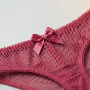 Alternative view of Rosetta Mia Crimson Red Textured Mesh Bikini Panty