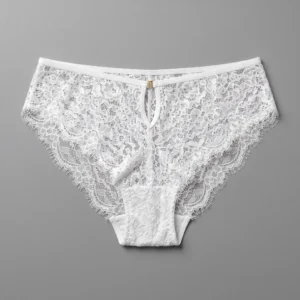 Velluna Pure White Eyelash Floral Lace Cheeky Bikini Panty
